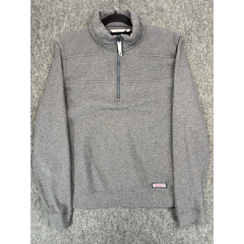 Vineyard Vines Mens Large Gray 100% Cotton Quarter Zip Pullover Sweater L